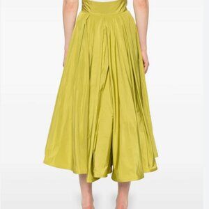 NWT SARA ROKA Green/Yellow Spring Midi Temperance Skirt, Size Medium